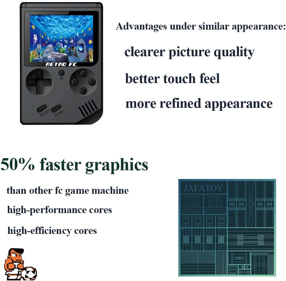 Retro Handheld Games Console for Kids/Adults, 168 Classic 8 Bit Games 3 Inch Screen Video Games with AV Cable Play on TV (Black)