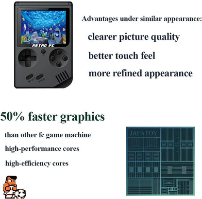 Retro Handheld Games Console for Kids/Adults, 168 Classic 8 Bit Games 3 Inch Screen Video Games with AV Cable Play on TV (Black)