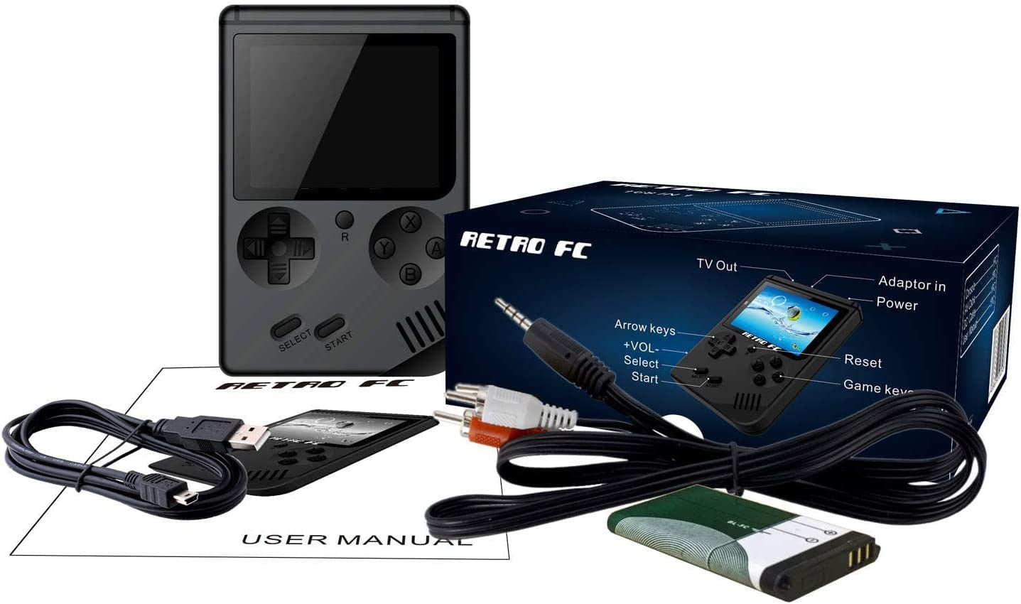 Retro Handheld Games Console for Kids/Adults, 168 Classic 8 Bit Games 3 Inch Screen Video Games with AV Cable Play on TV (Black)